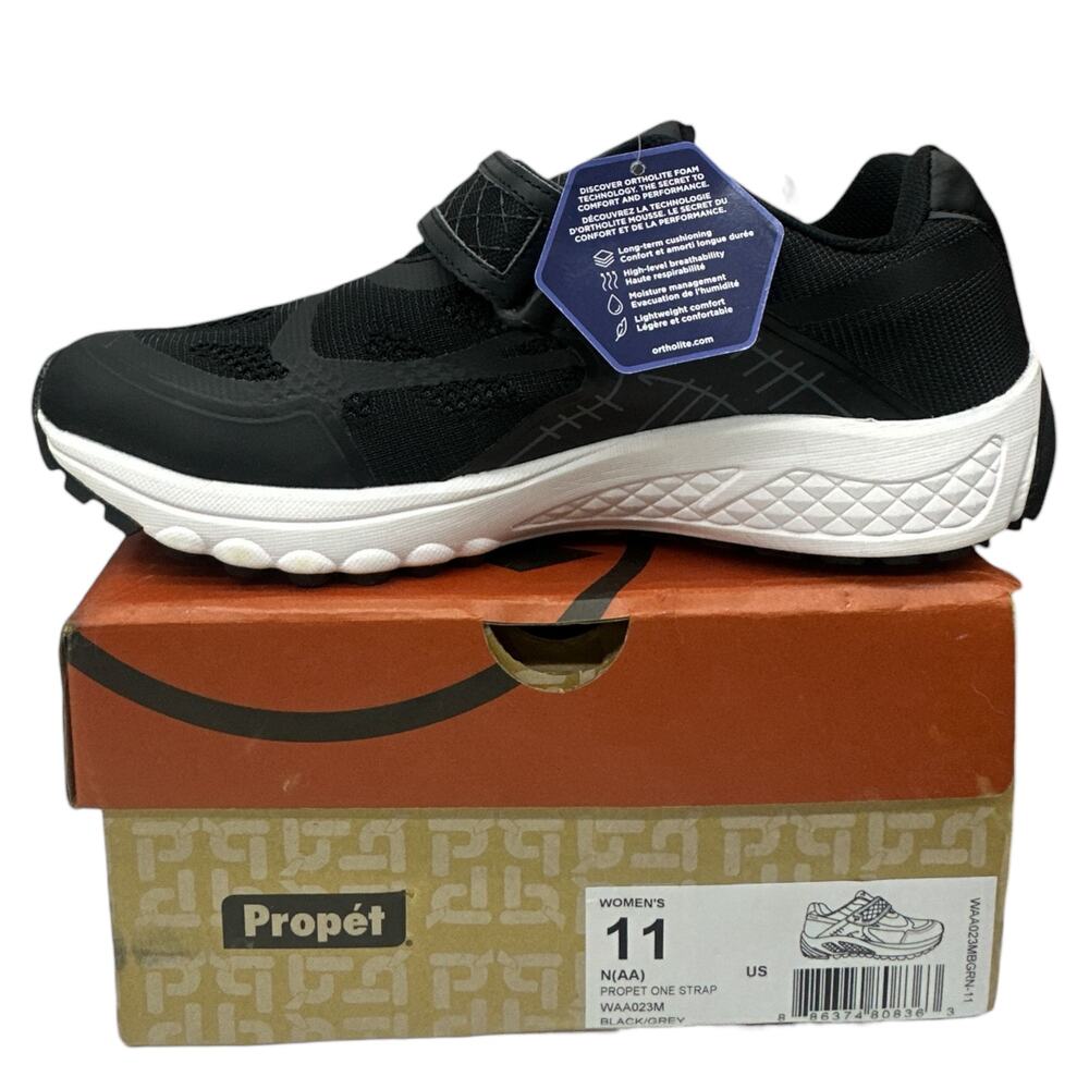 Propet One Strap Women's Walking Shoes Sneakers Size 11 Black White